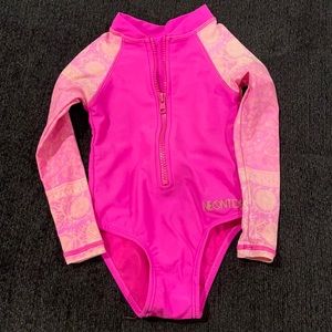 Neontide pink one piece rash guard swim suit baby girls AU size 1
